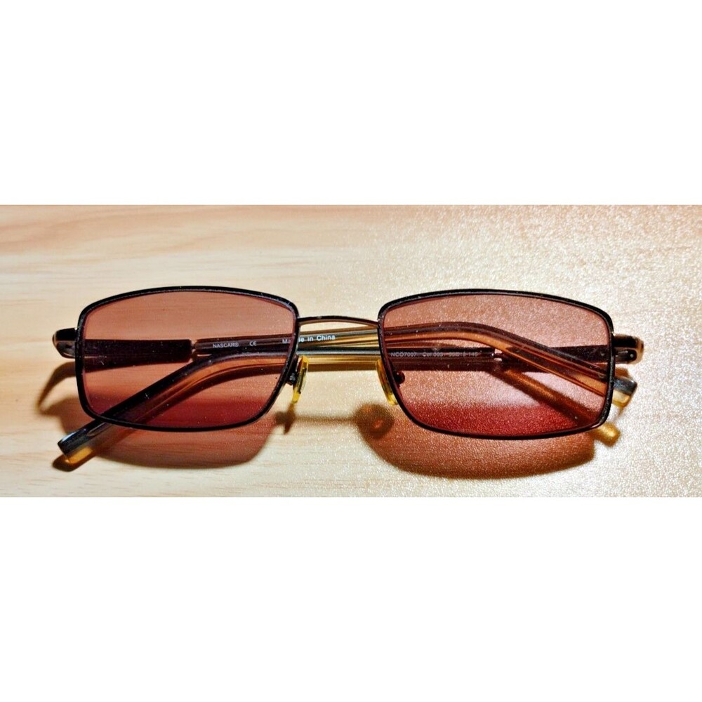 Vintage Nascar Eyeglass Frames Amber Metal Wrap Full Rim Sunglasses FRAMES ONLY